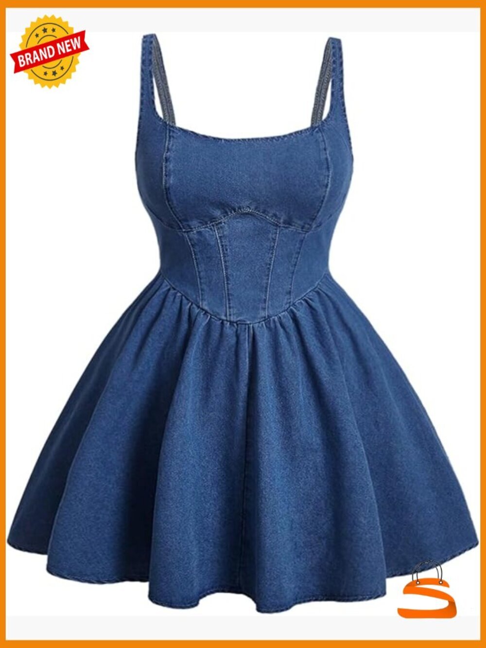 Scoop Neck Sleeveless Denim Mini Dress A-Line Flowy Jean Dress Plus Size